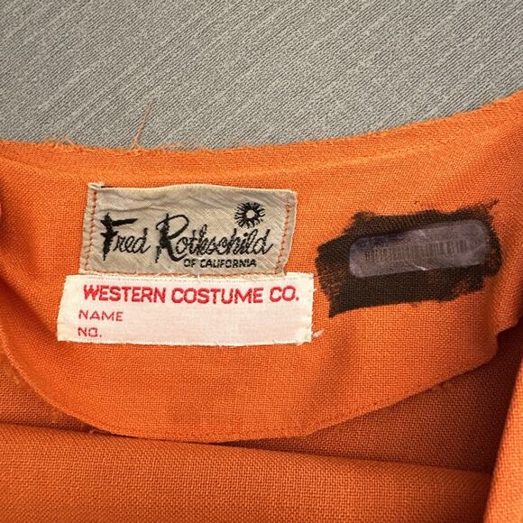80s Fred Rothschild Orange Dress Fits M-L Western Screen Costume Hollywood - Picture 3 of 16